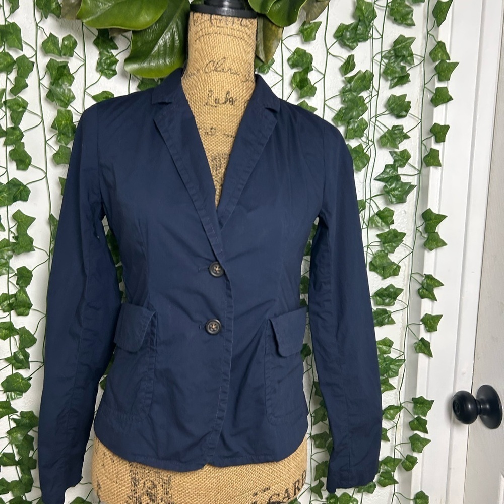 J. Crew Blue Tailored Blazer with Notched Lapels